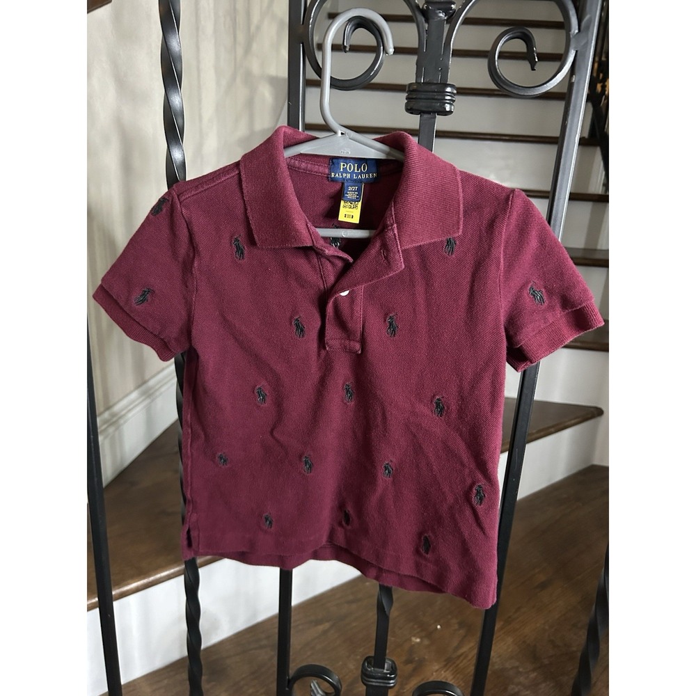 Toddler Size 2t Ralph Lauren Polo Shirt Short Sleeves "Allover Pony" Cotton